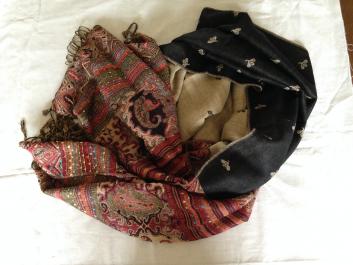 Double Sided Black Patterned Scarf
