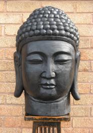 Hand Carved Wood Buddha Head (large)