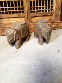 Pair of Hand Sculptured Stone Elephants (35% off)